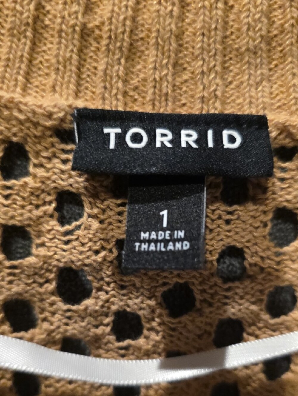Torrid Open-Knit V-Neck Cardigan Tan (Torrid Size 1) PTP 26 In. Length 21 In - Picture 2 of 5